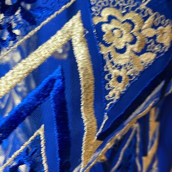 Vintage Rose USA sheer short sleeve jacket with gold embroidery 4X - Picture 6 of 7